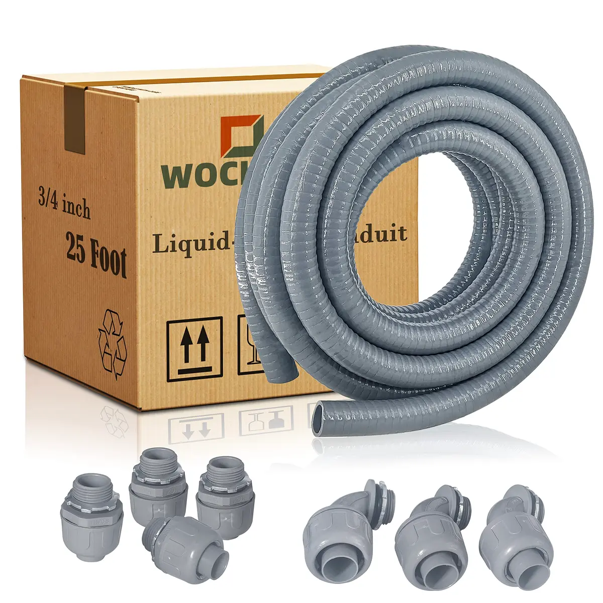 Wocloer Liquid-Tight Conduit 3/4inch 25Ft | Flexible Non-Metallic Electrical Kit for Outdoor & Indoor Use - main product image
