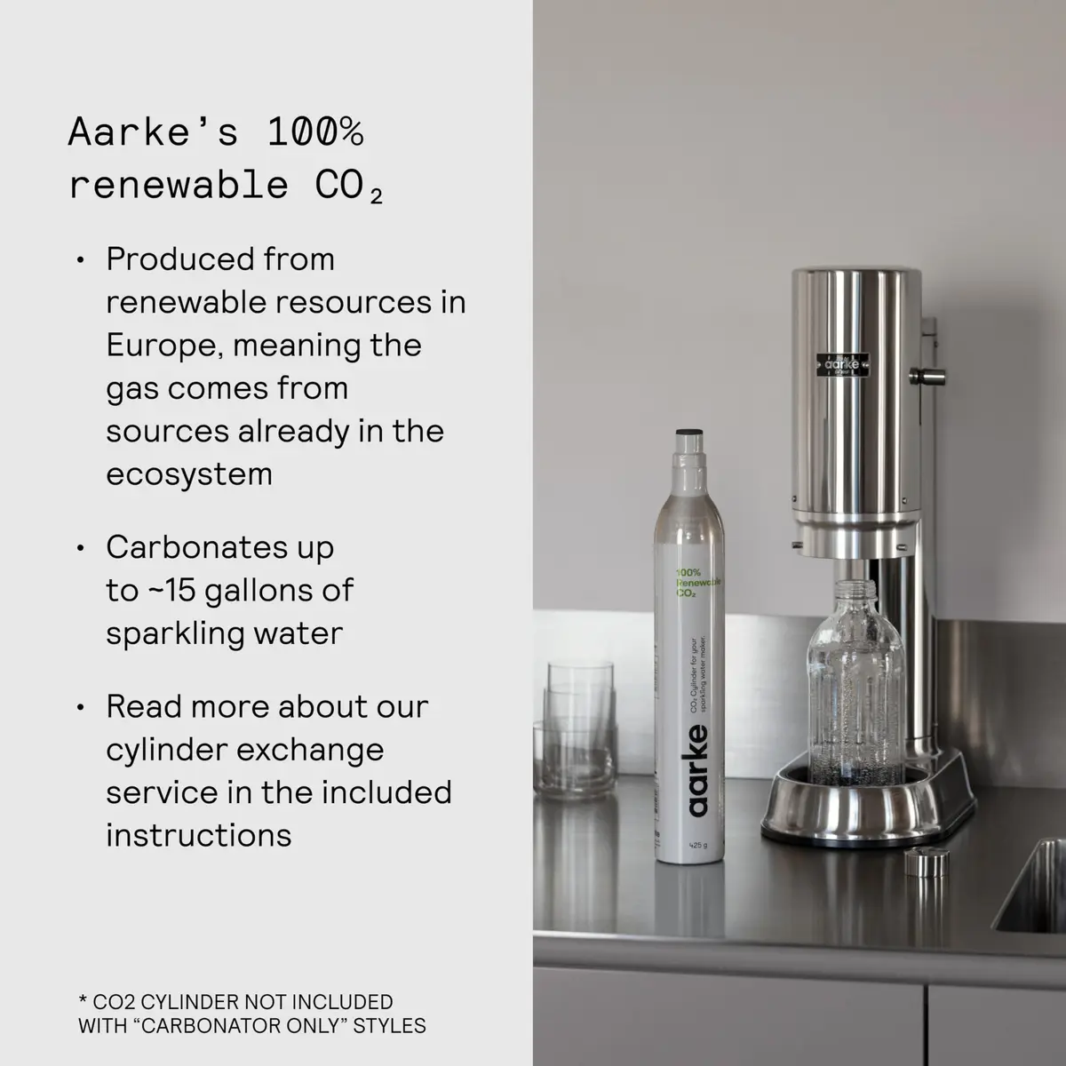 aarke Carbonator Pro - Premium Sparkling Water Maker, Sand | Stainless Steel, 700ml, Cordless, Swedish Design - view 4