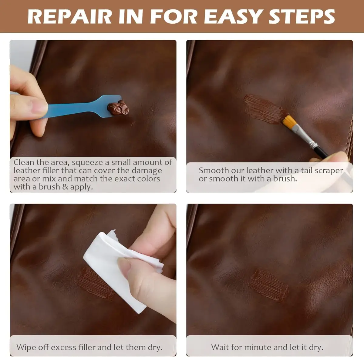 SEISSO 18 Colors Leather Repair Kit | Professional Dye Filler Paint for Furniture, Car Seats, Couches, Shoes, Bags, Jackets, Vinyl - view 4