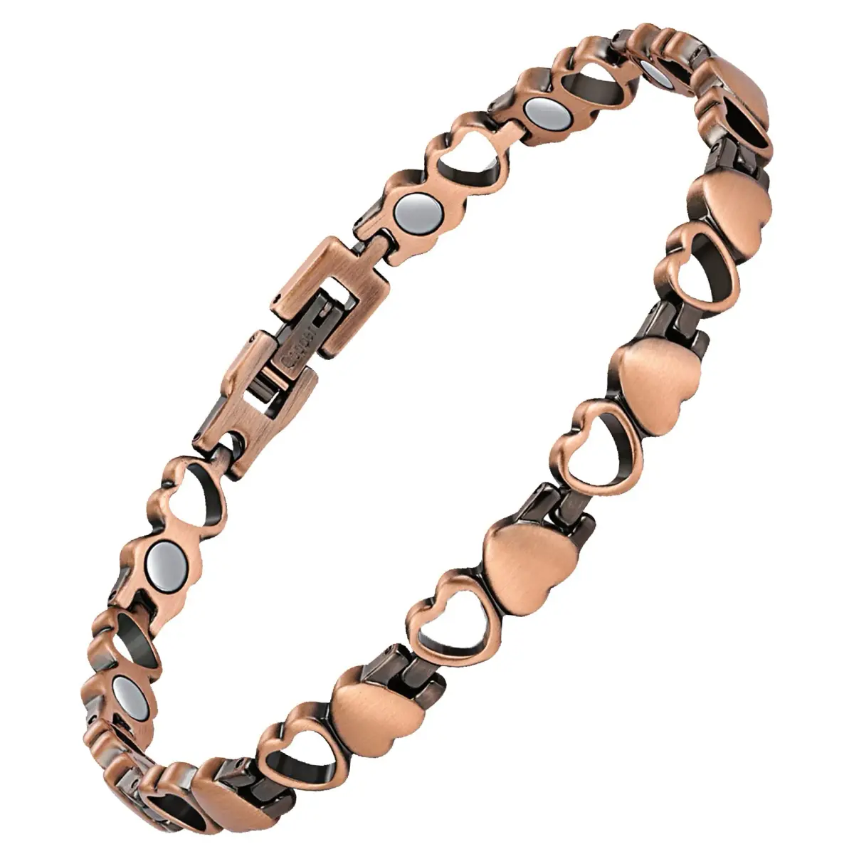 Feraco 99.99% Pure Copper Magnetic Ankle Bracelet for Women | Heart Shape, 28.9cm (11.38") - main product image