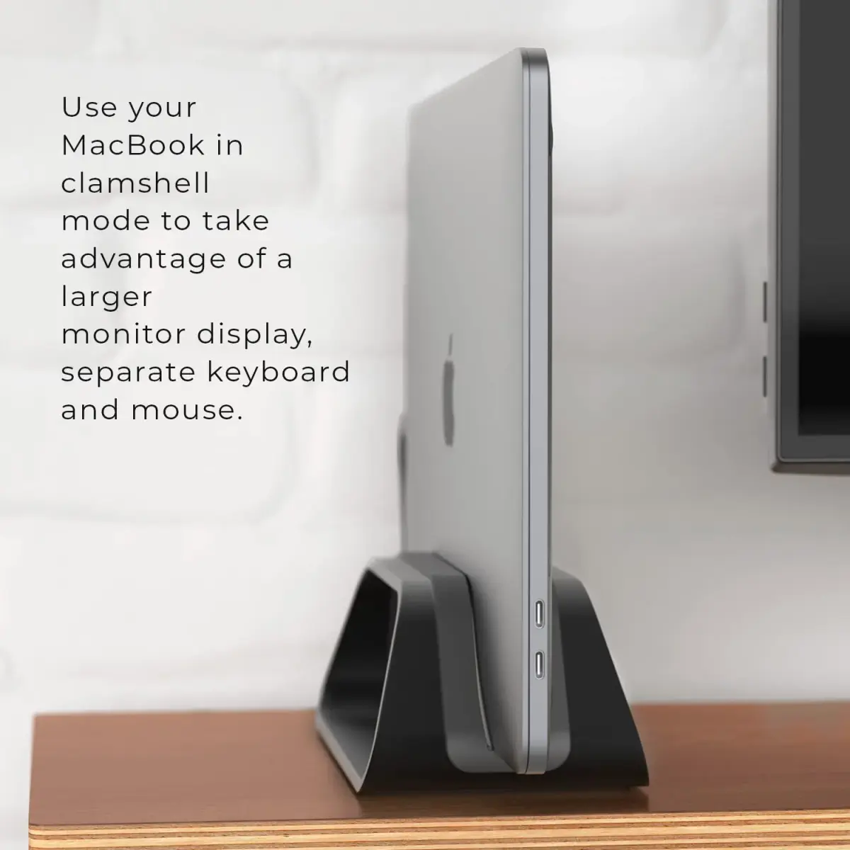 HumanCentric Vertical Laptop Stand for MacBook Pro & Air, Aluminium, Black | Space-Saving Desk Organizer - view 5
