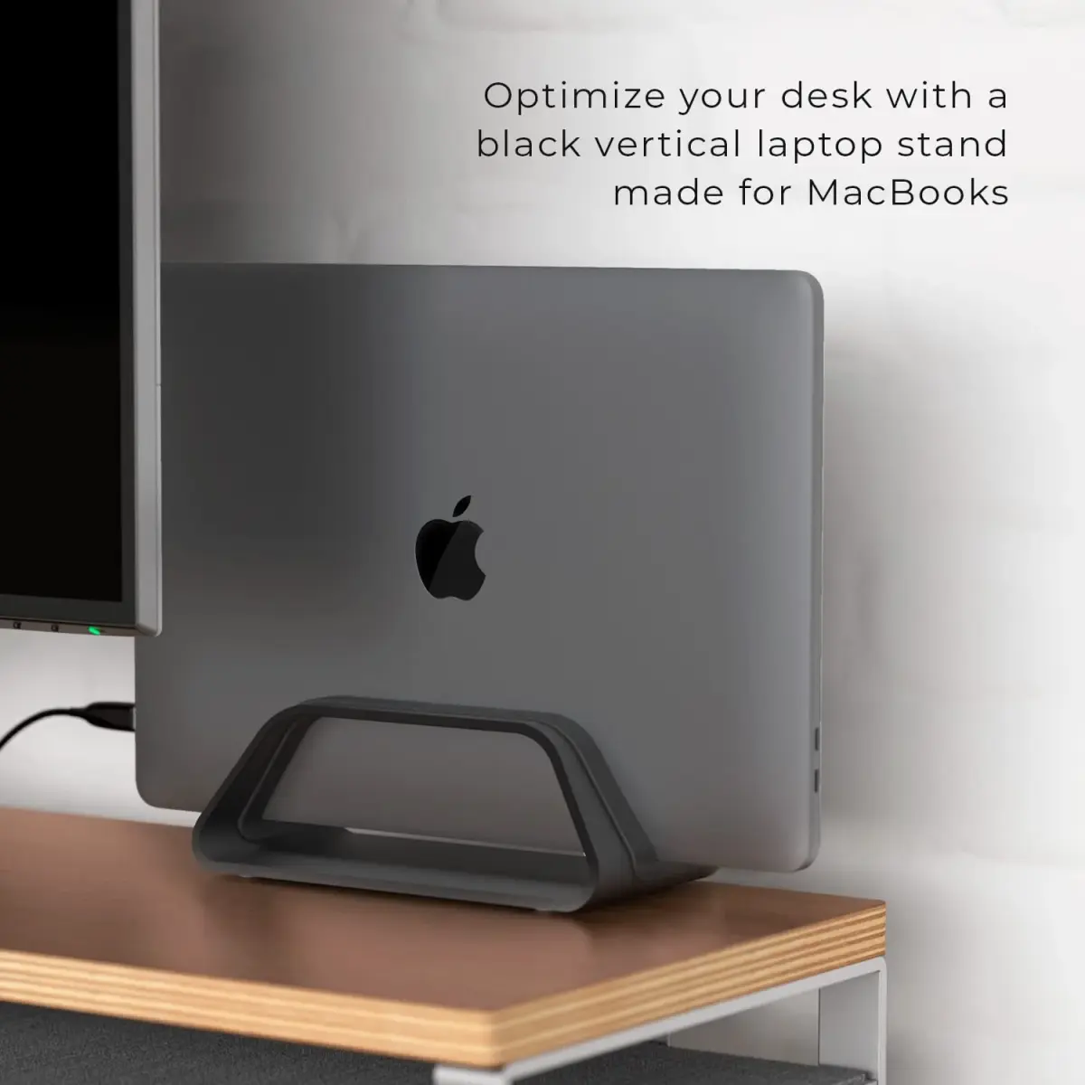 HumanCentric Vertical Laptop Stand for MacBook Pro & Air, Aluminium, Black | Space-Saving Desk Organizer - view 6