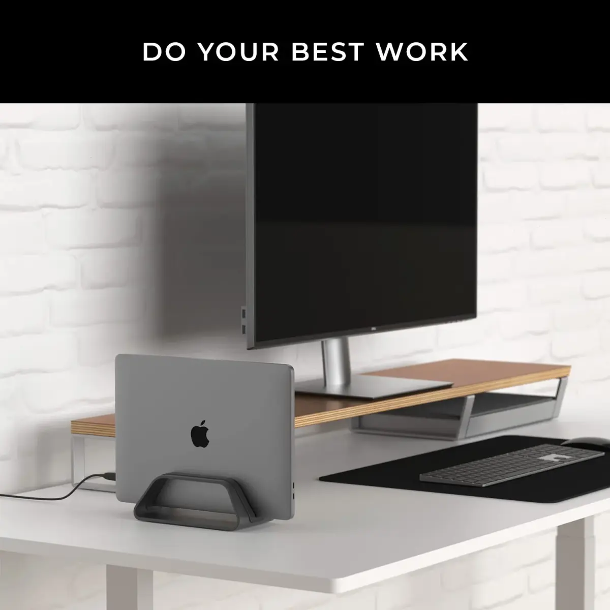 HumanCentric Vertical Laptop Stand for MacBook Pro & Air, Aluminium, Black | Space-Saving Desk Organizer - view 8
