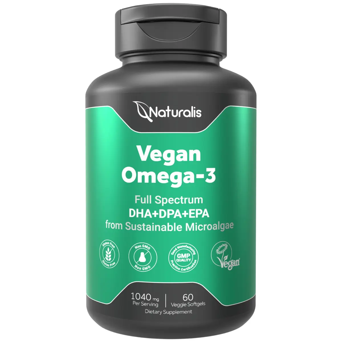 Naturalis Vegan Omega 3 520mg | Algae Oil, 60 Softgels, Vegan & Sustainably Grown - main product image