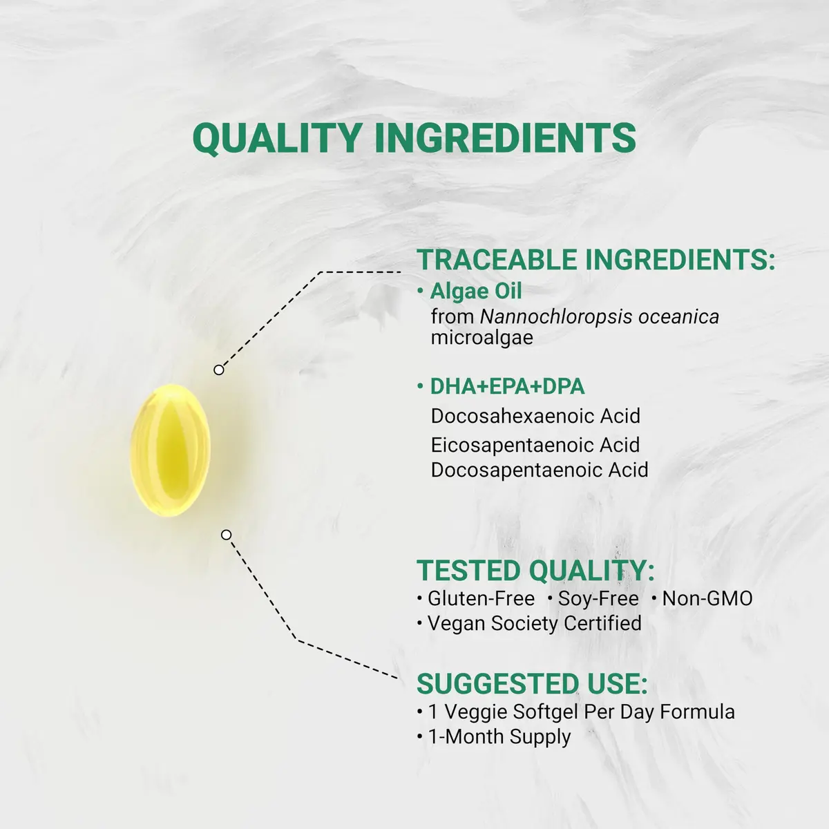 Naturalis Vegan Omega 3 520mg | Algae Oil, 60 Softgels, Vegan & Sustainably Grown - view 3