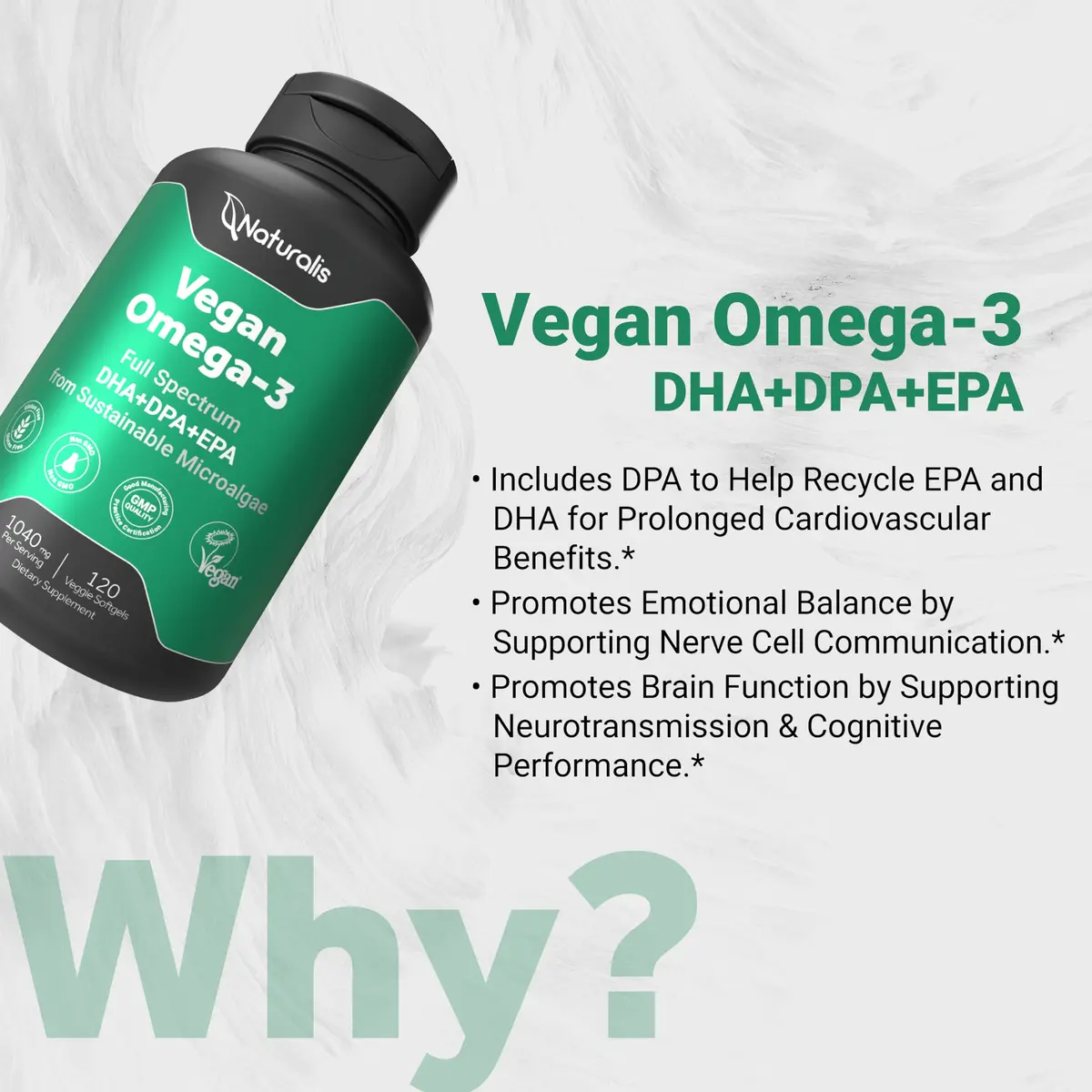 Naturalis Vegan Omega 3 520mg 120 Softgels | Vegan Algal Oil for Heart & Joint Support - view 4