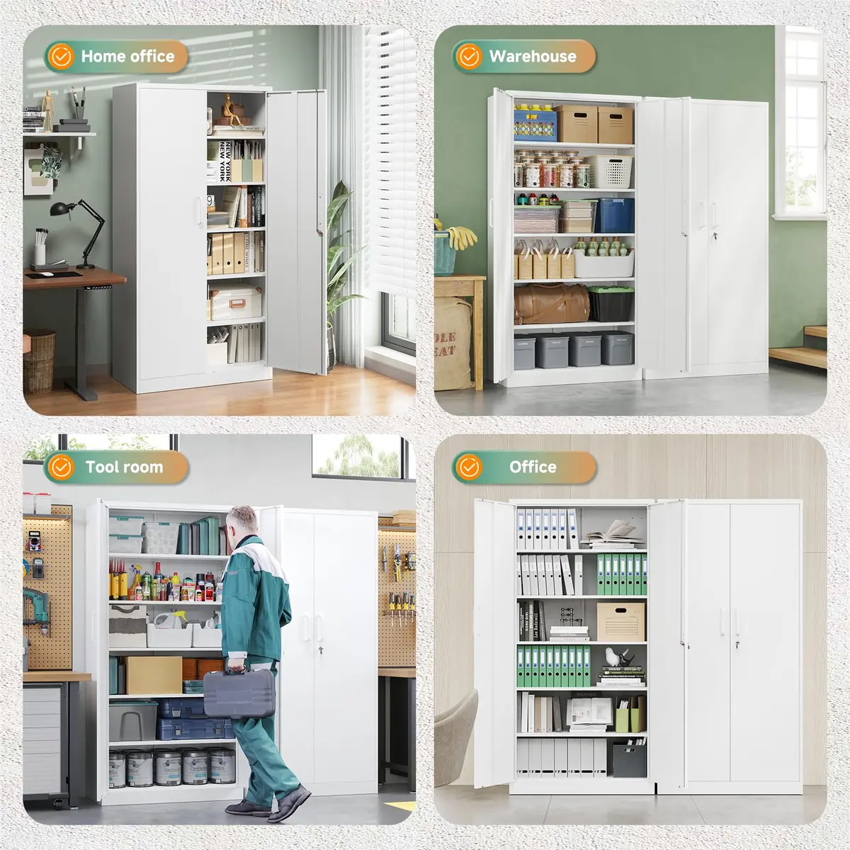 Letaya Metal Storage Cabinet with Lock Door 72" | Adjustable Shelves for Office & Home - view 6