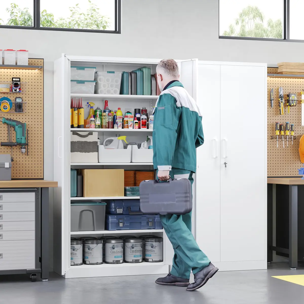 Letaya Metal Storage Cabinet with Lock Door 72" | Adjustable Shelves for Office & Home - view 3