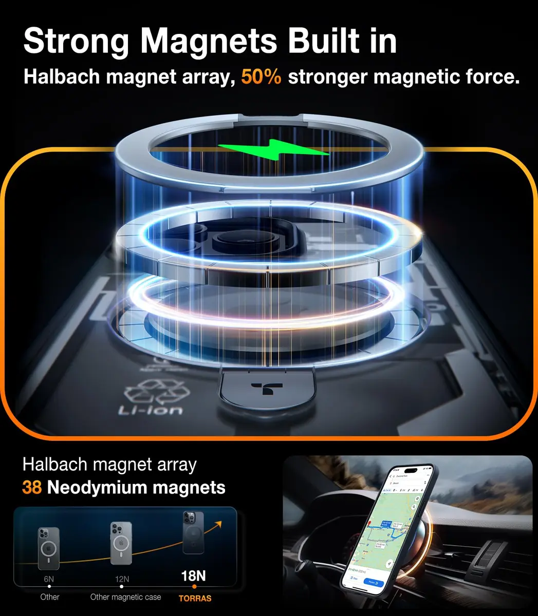 TORRAS Magnetic for iPhone 14 Pro Max Case with stand, Magsafe Compatible | Magnetic Shockproof Cover with Stand & Impact Absorption - view 2