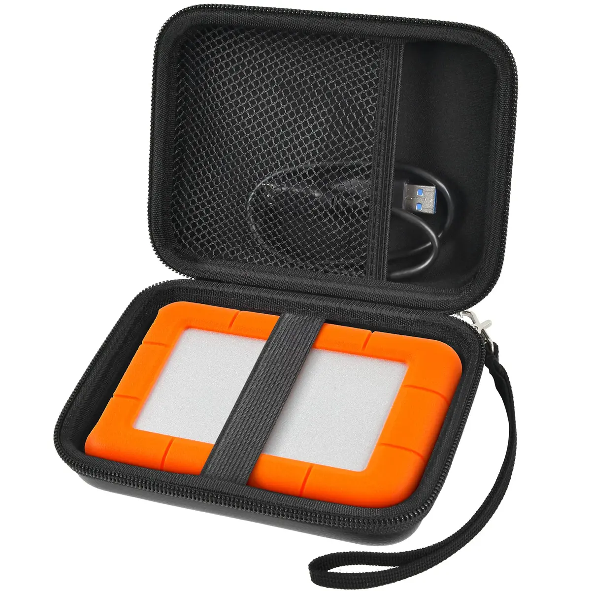 ALKOO Hard Drive Case for LaCie Rugged Mini 1TB-5TB | Black EVA & Polycarbonate Shell | 15.2cm x 11.8cm x 4.6cm - main product image