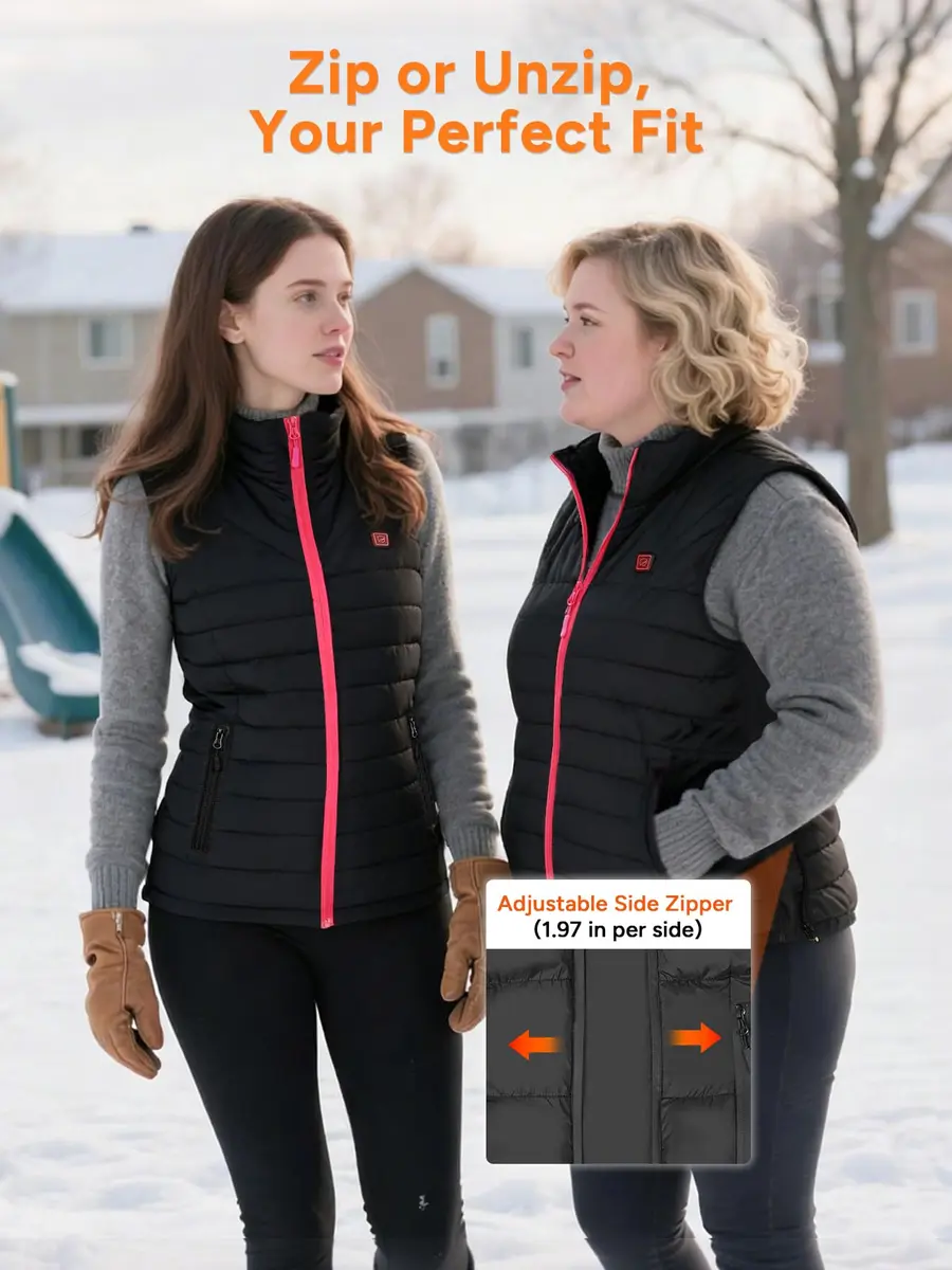DR.PREPARE Women's Heated Vest Lightweight Heating Vest with 3 Heating Levels & 6 Heating Zones, Adjustable Size, Black (Battery Pack Not Included) - view 3