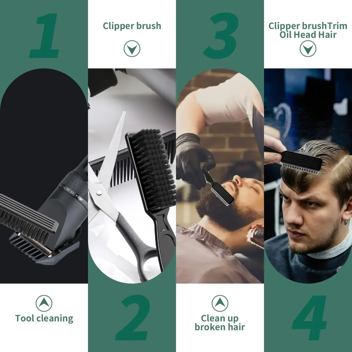 SQULIGT Black 6 Pcs Hair Brush Set | Nylon Bristle Barber Clipper Cleaning Brushes - view 3