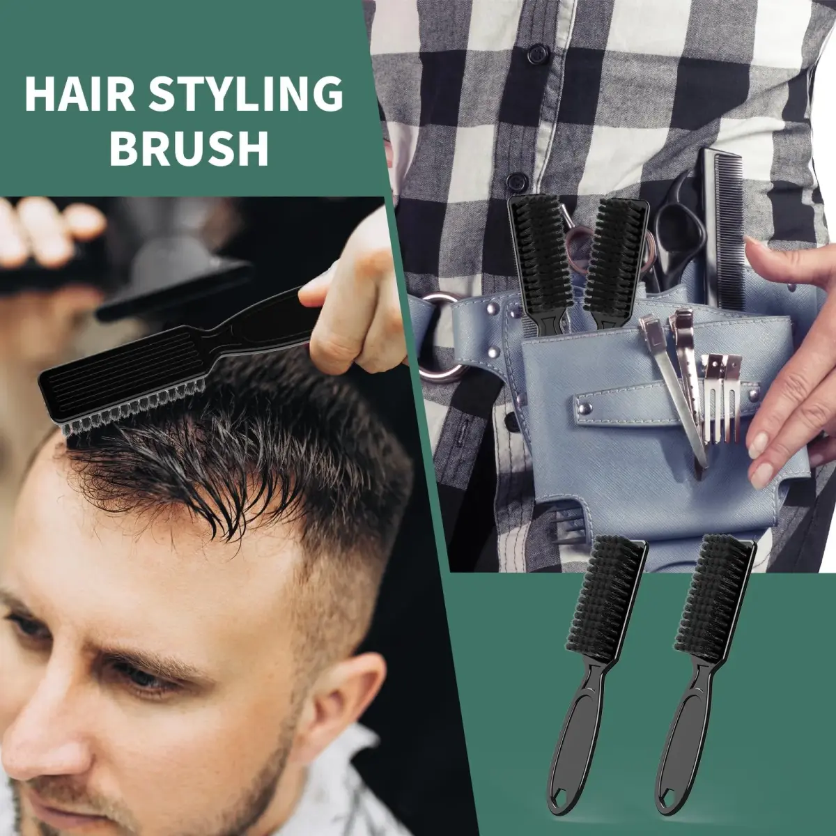 SQULIGT Black 6 Pcs Hair Brush Set | Nylon Bristle Barber Clipper Cleaning Brushes - view 4