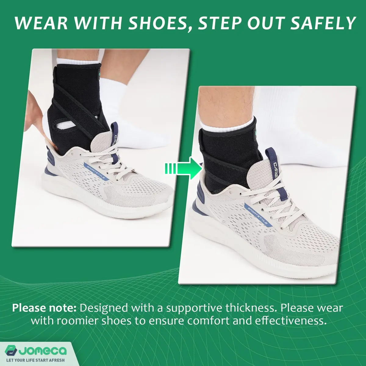JOMECA Upgraded Drop Foot Brace for Walking with Shoes | Adjustable Soft AFO for Foot Drop Relief - view 7