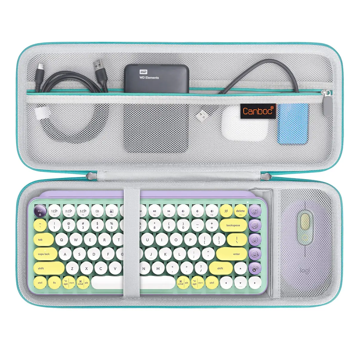 Canboc Case for Logitech POP Keys Mechanical Wireless Keyboard & POP Mouse | Portable, Waterproof, Mint Green - main product image