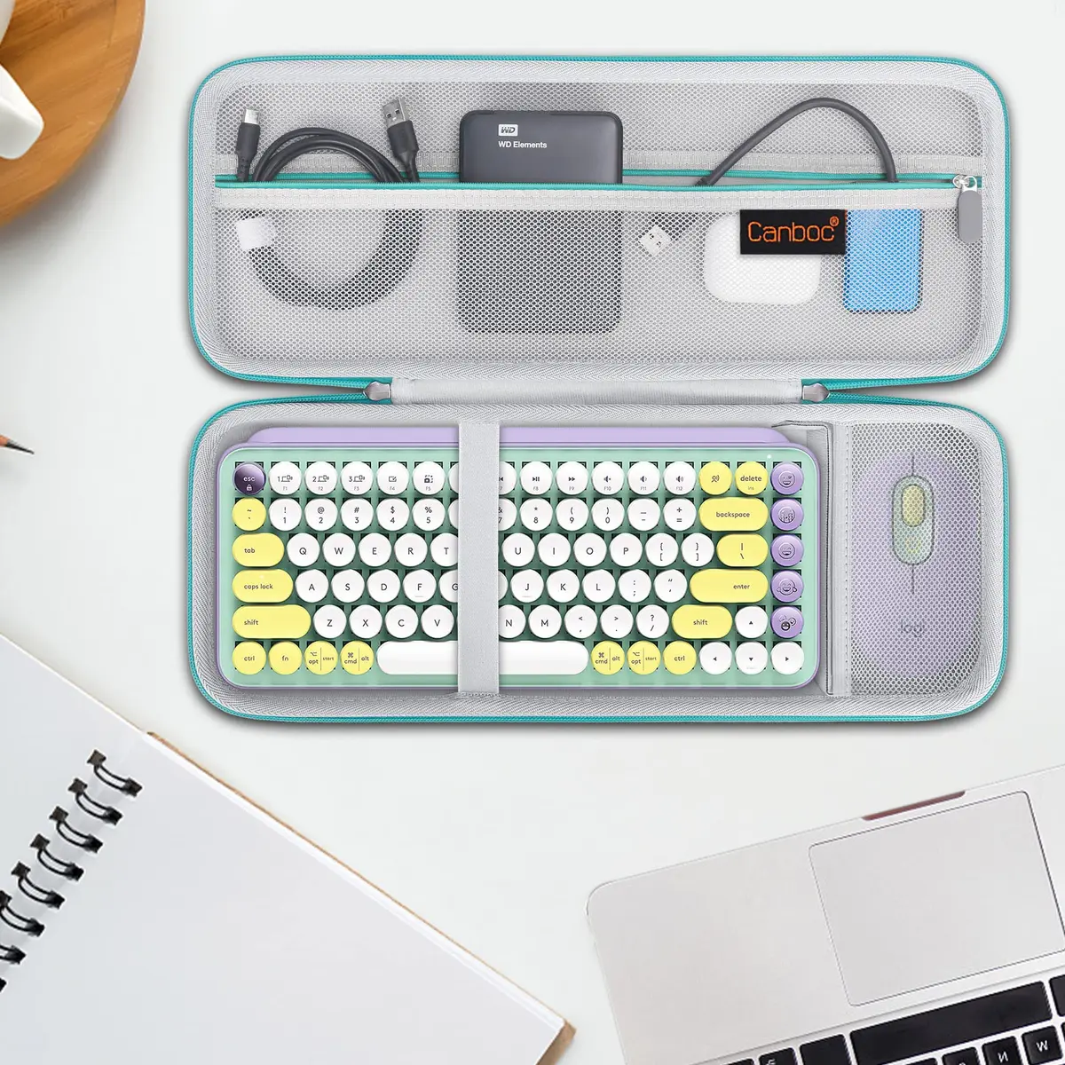 Canboc Case for Logitech POP Keys Mechanical Wireless Keyboard & POP Mouse | Portable, Waterproof, Mint Green - view 7