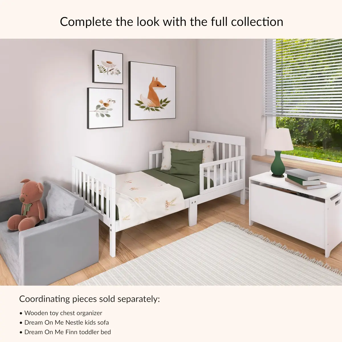 Dream On Me Finn Toddler Bed | GREENGUARD Gold, Pinewood, White, Low Floor Design - view 6