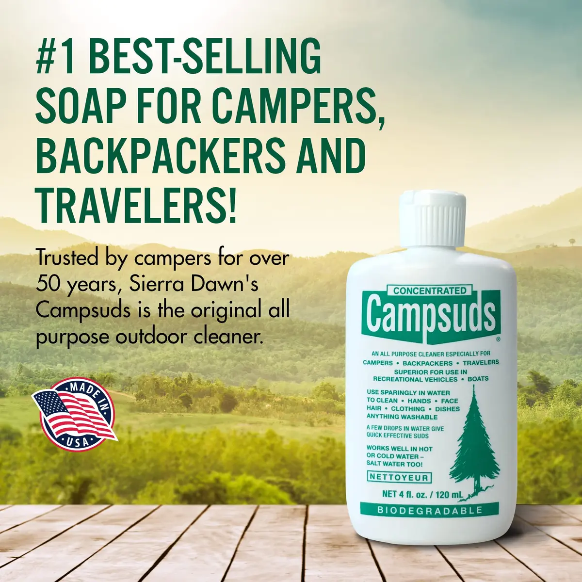 CONCENTRATED CAMPSUDS Sierra Dawn Biodegradable Camping Soap, 4 Oz | All-Purpose Outdoor Wash for Camping & Hiking - view 3