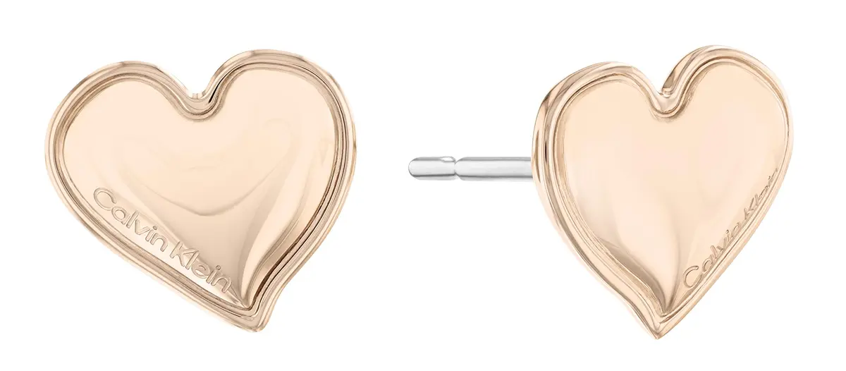 Calvin Klein Women's Alluring Ionic Plated Carnation Gold Steel Stud Earring | Heart Design, Hypoallergenic, 11.1mm Inner Circumference - main product image