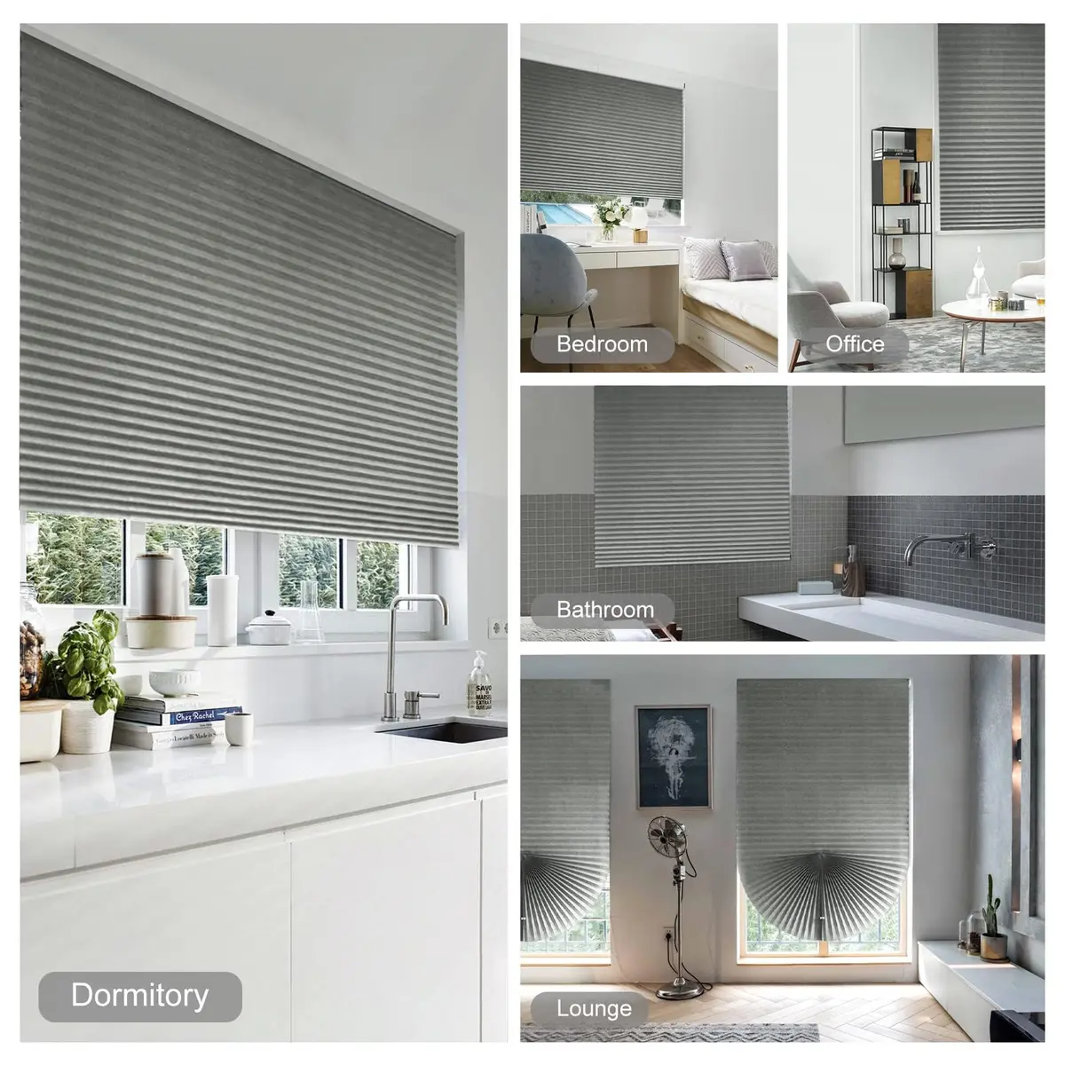 Jlong Cordless Blackout Blinds No Drill Temporary Pleated Paper Shades 60cm (23.6"W x 59"H) - view 3