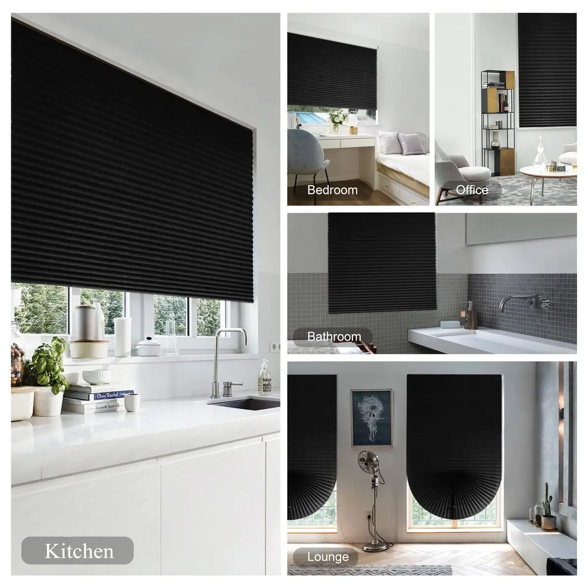 Jlong Cordless Blackout Window Shades 23.6"W x 59"H | Easy No Drill Installation for Bedroom & Kitchen - view 3