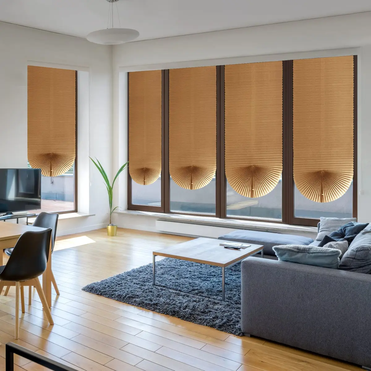 Jlong Cordless No-Drill Pleated Paper Shades 59"H x 23.6"W (150cm x 60cm) | Temporary Light Filtering Window Coverings - view 4