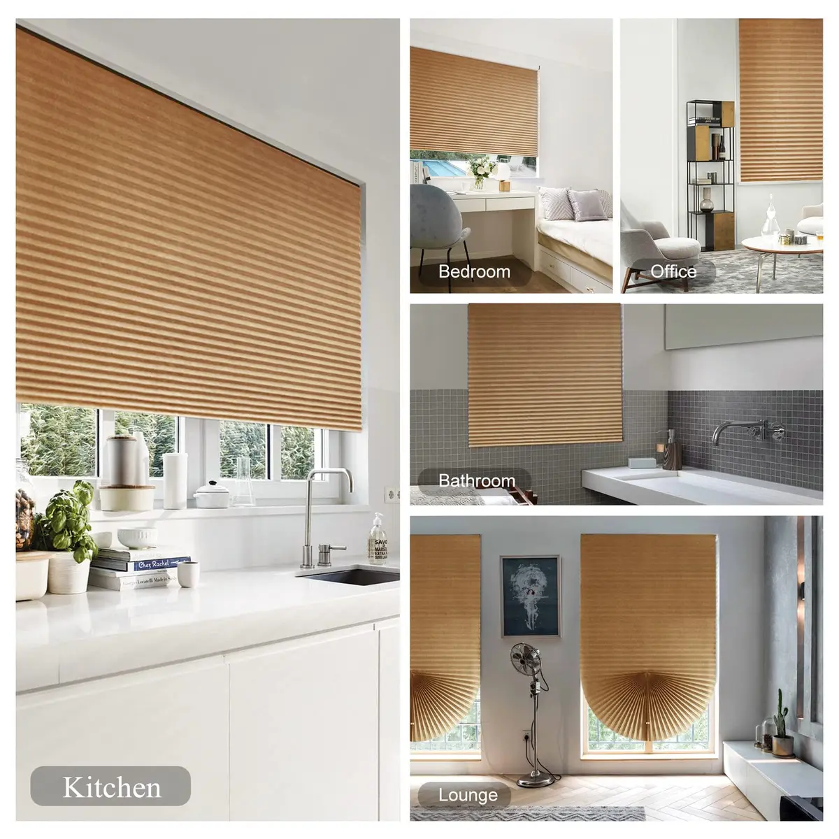 Jlong Cordless No-Drill Pleated Paper Shades 59"H x 23.6"W (150cm x 60cm) | Temporary Light Filtering Window Coverings - view 3