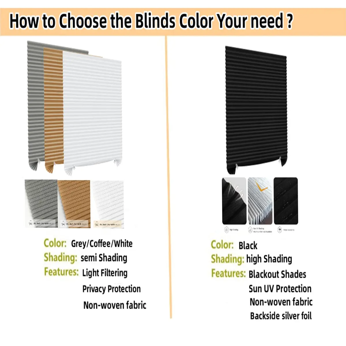 Jlong Cordless No Drill Stick-On Window Temporary Pleated Paper Shades 59"H x 23.6"W | Easy Install Light Filtering - view 5