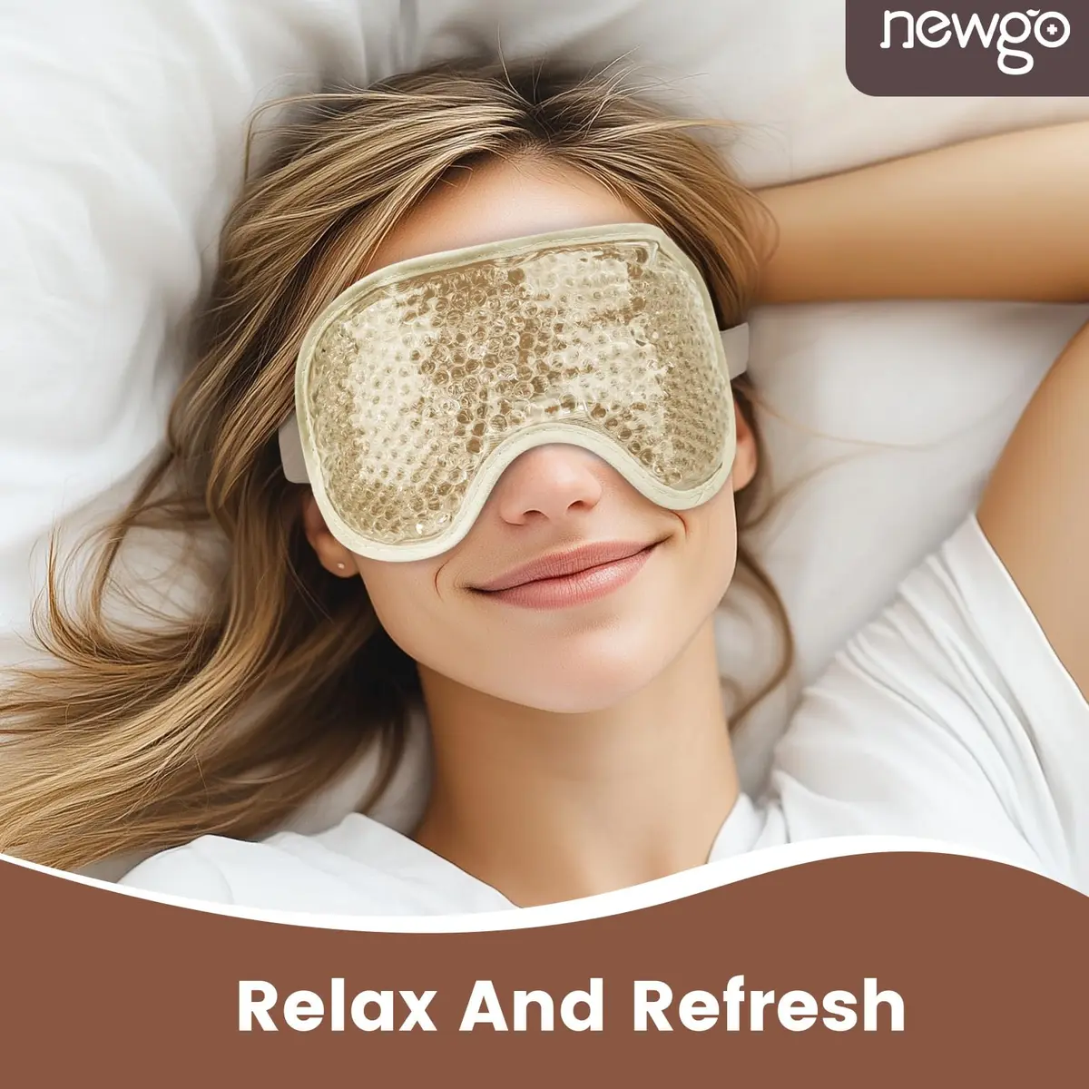 NEWGO Cooling Eye Mask for Puffy Eyes | Reversible Gel Ice Pack for Headaches & Dark Circles - Plush & Plastic, 8.1x3.9 Inch - view 6