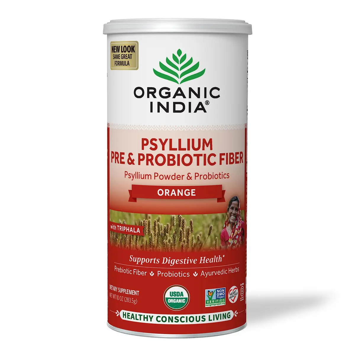 ORGANIC INDIA Psyllium Husk Powder, Orange Flavored, 10 Oz | Supports Digestion & Detox - main product image