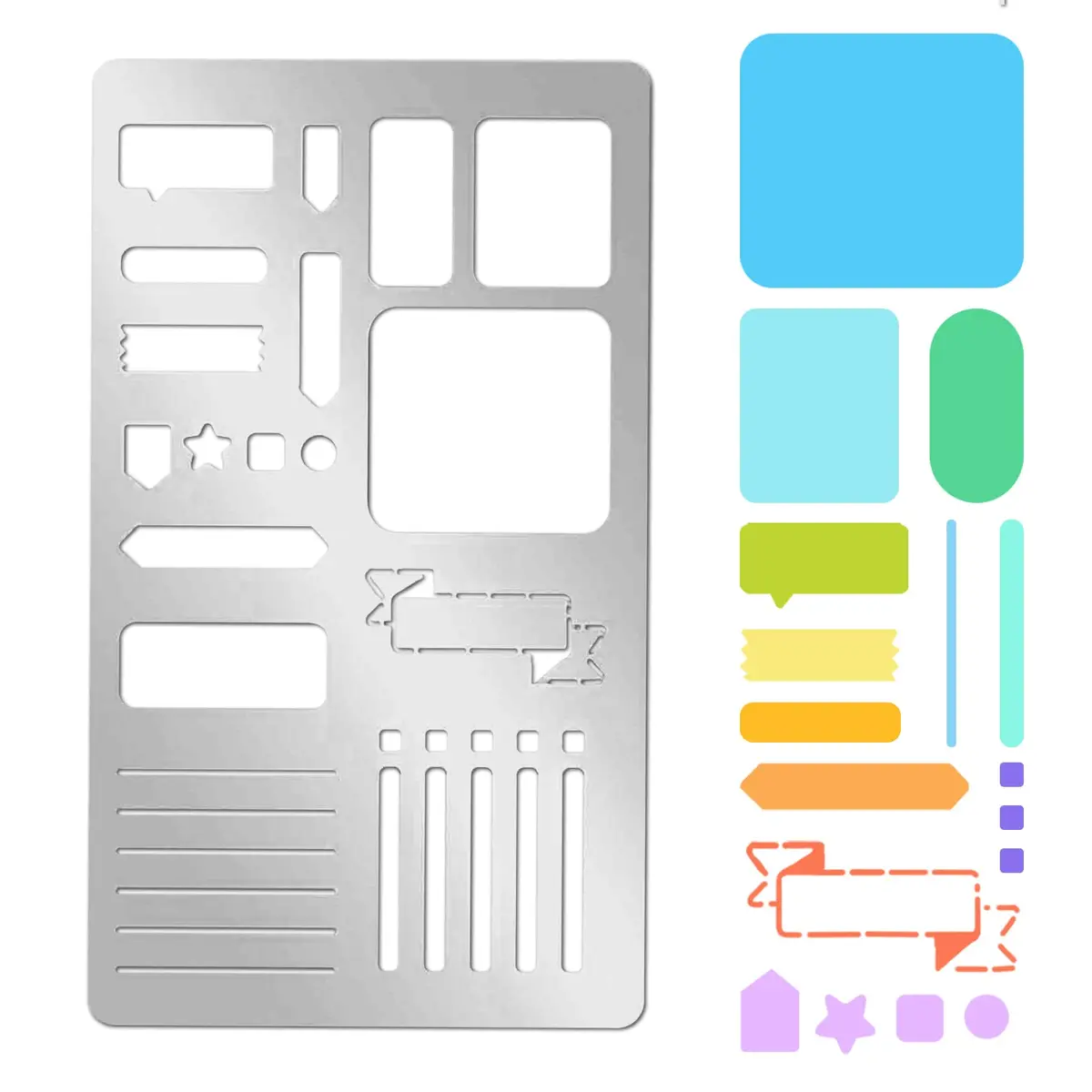 INFUNLY Metal Journal Stencil 17.7cm x 10.1cm (4"x7") | DIY Scrapbook & Planner Art Template - view 7