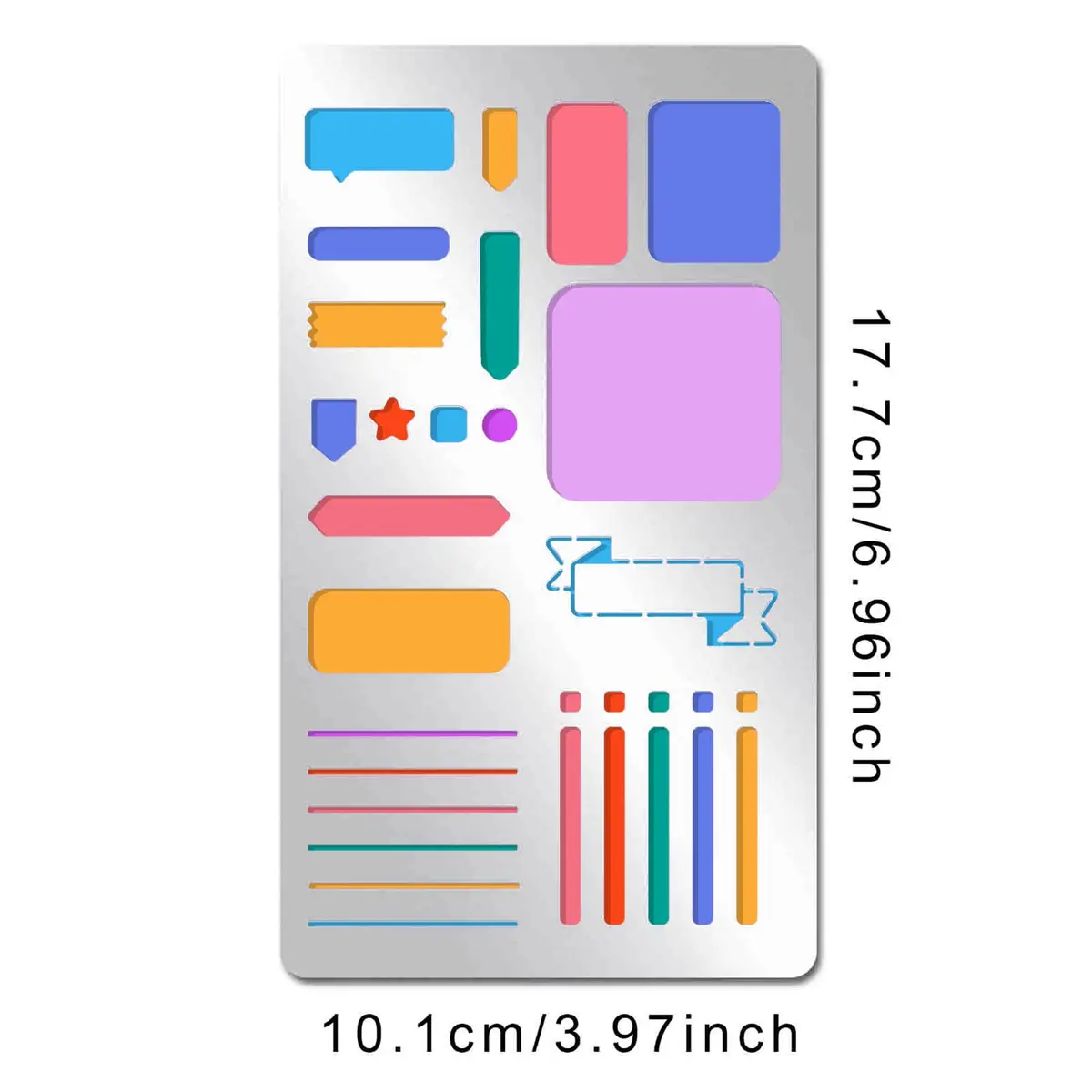 INFUNLY Metal Journal Stencil 17.7cm x 10.1cm (4"x7") | DIY Scrapbook & Planner Art Template - view 2