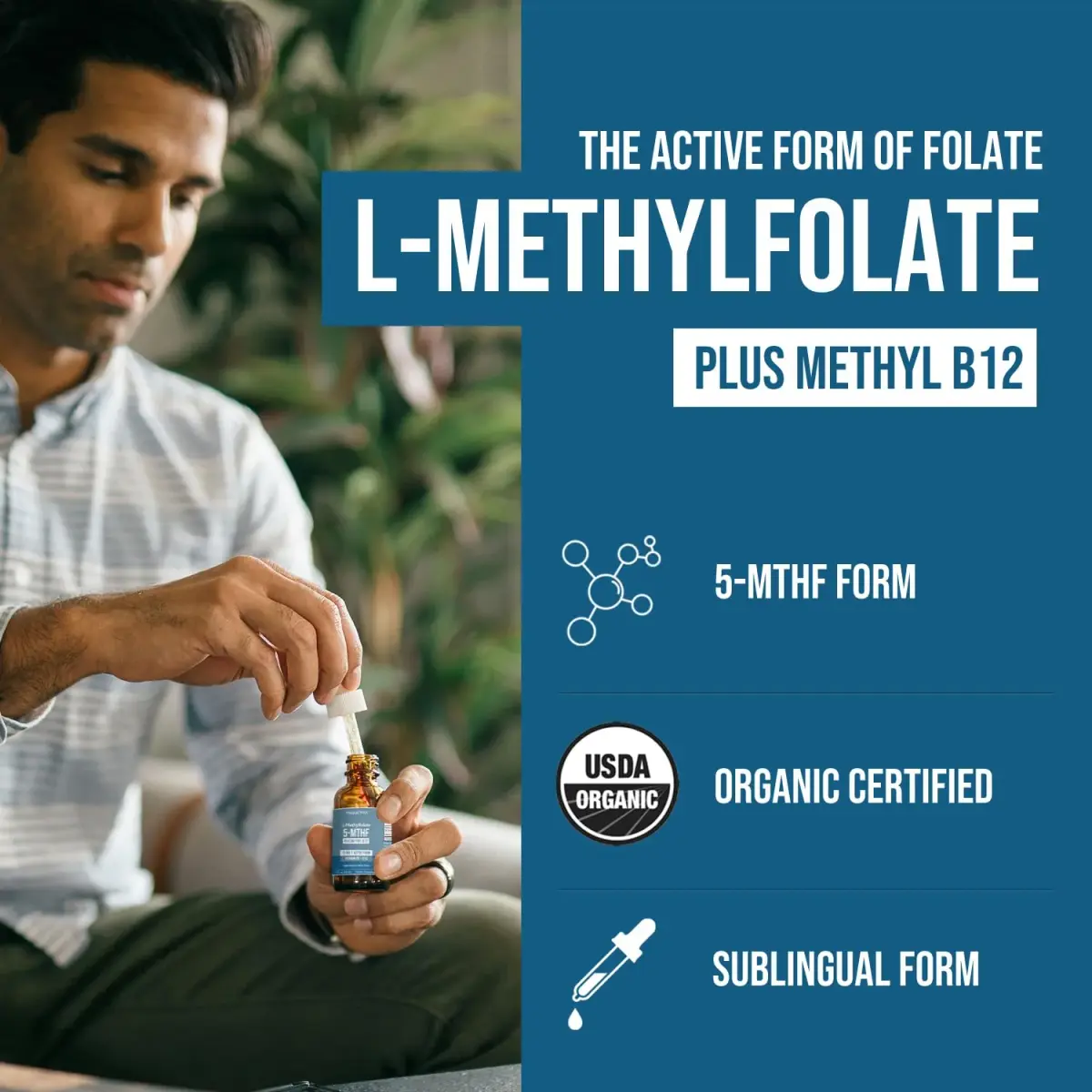 Triquetra Health L-Methylfolate 15mg Vitamin B9 & B12 Liquid 30ml (1 Fl Oz) | Active Folate for Mood & Cognition - view 2