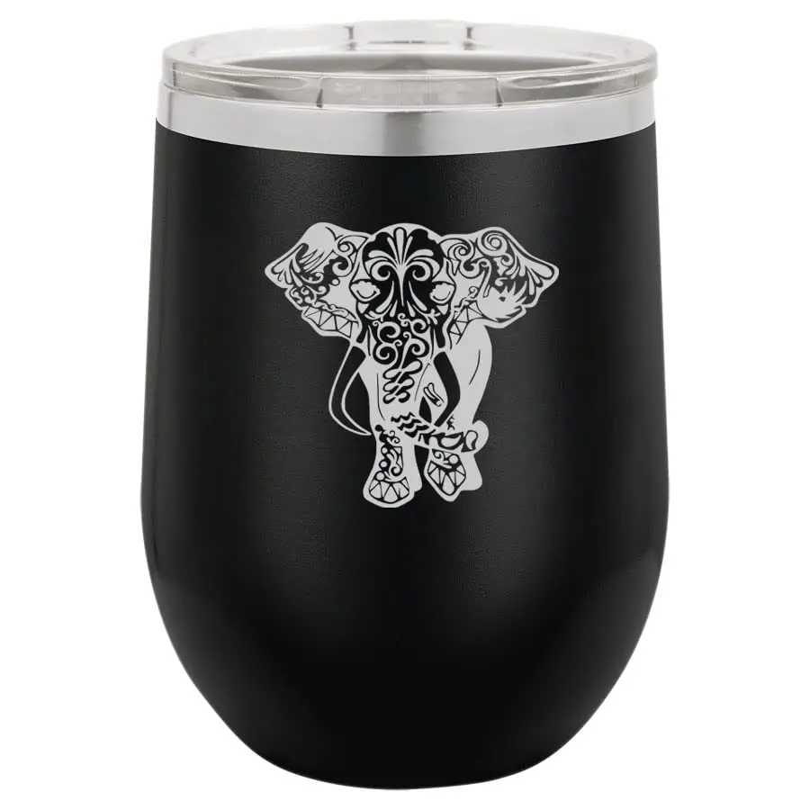 MIP 12 oz Double Wall Vacuum Stainless Steel Stemless Wine Tumbler Black | Travel Insulated Mug - view 2