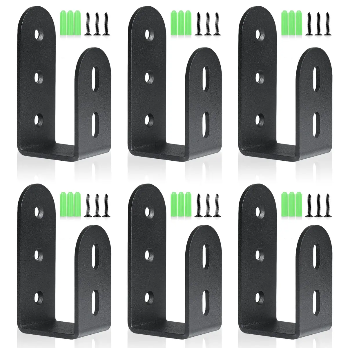 Riuog U Bracket Door Security Bar 6 Pack | Heavy Duty Steel Wall Mount for 2x4 Lumber - main product image