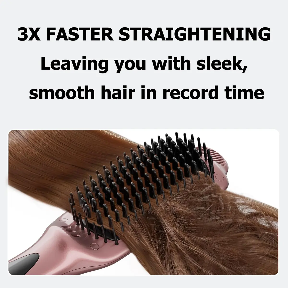 LANDOT Ionic Hair Straightening Brush, Anti-Frizz Ceramic Heated Hot Comb | 12 Heat Settings, Dual Voltage, Auto-Off, Rose Gold - view 9