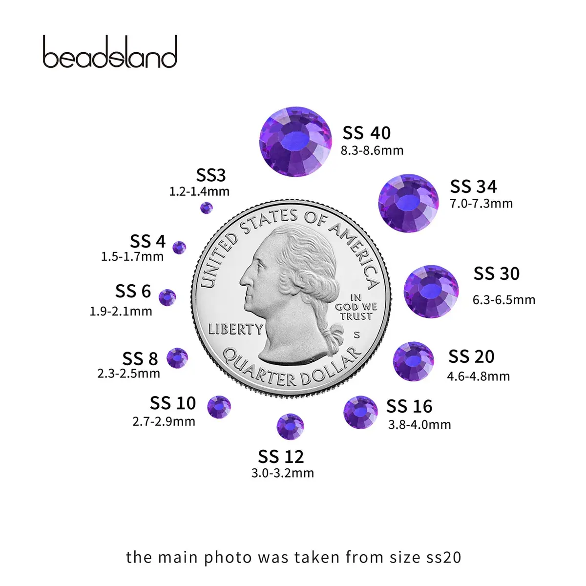 BEADSLAND Hotfix Rhinestones Purple Velvet SS16 (3.8-4.0mm) | 1440pcs Glass Crystal Embellishments - view 3