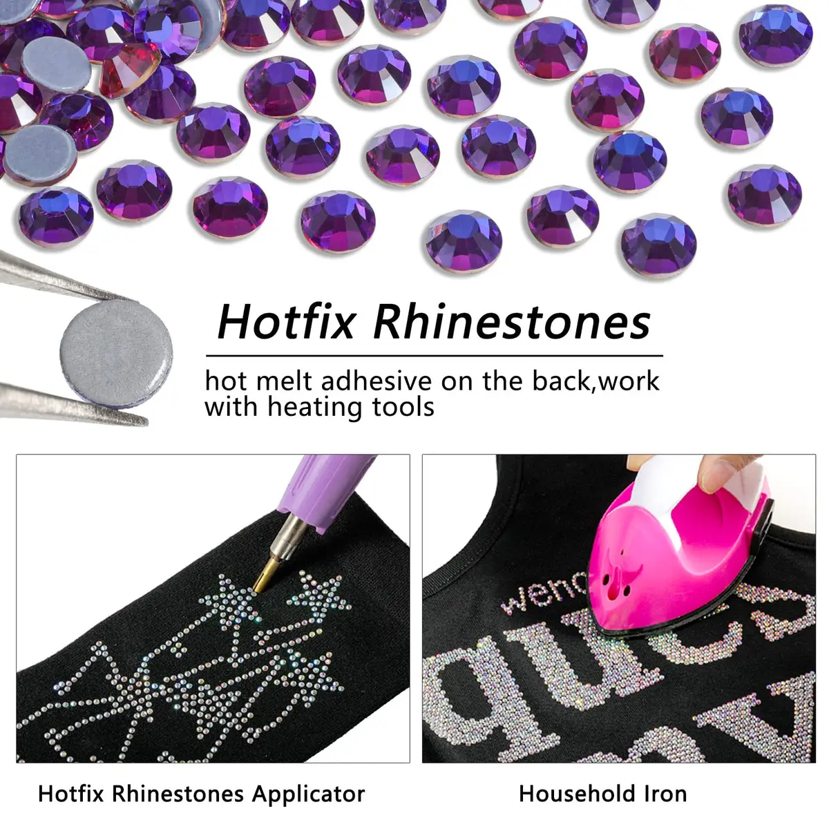 BEADSLAND Hotfix Rhinestones Purple Velvet SS16 (3.8-4.0mm) | 1440pcs Glass Crystal Embellishments - view 4