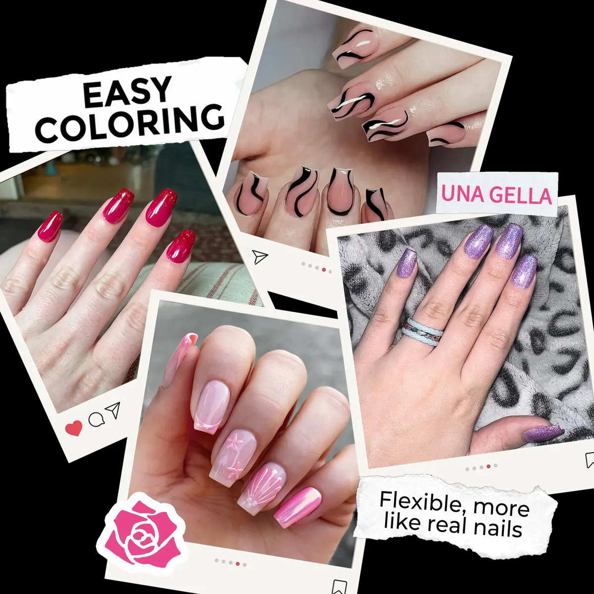 UNA GELLA Short Coffin Nail Tips 216pcs/12 Sizes | Soft Gel Tips for DIY Manicure - view 3