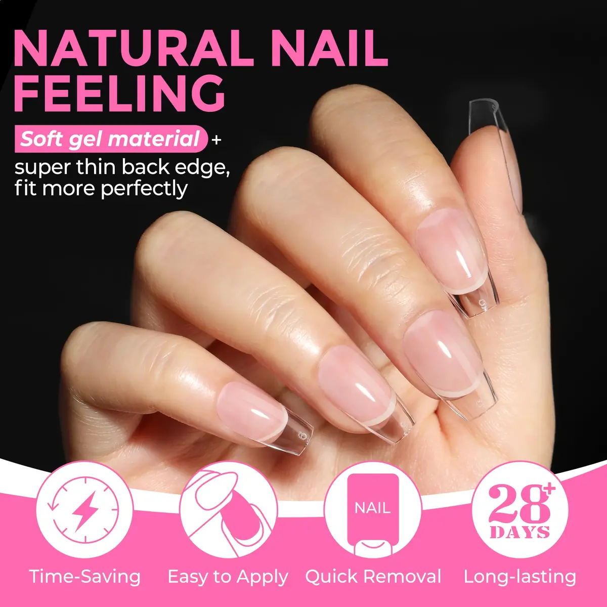 UNA GELLA Short Coffin Nail Tips 216pcs/12 Sizes | Soft Gel Tips for DIY Manicure - view 4