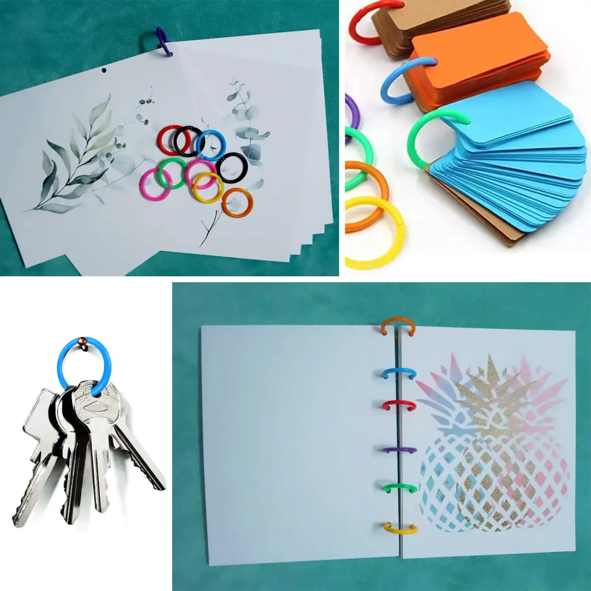 TYMXGHF 160 PCS Plastic Loose Leaf Binder Rings 28mm (1.1 inch) | Colorful Mixed DIY Keychain Ring Clips for Paper & Cards - view 6