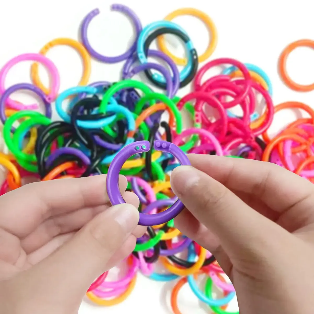 TYMXGHF 160 PCS Plastic Loose Leaf Binder Rings 28mm (1.1 inch) | Colorful Mixed DIY Keychain Ring Clips for Paper & Cards - view 4