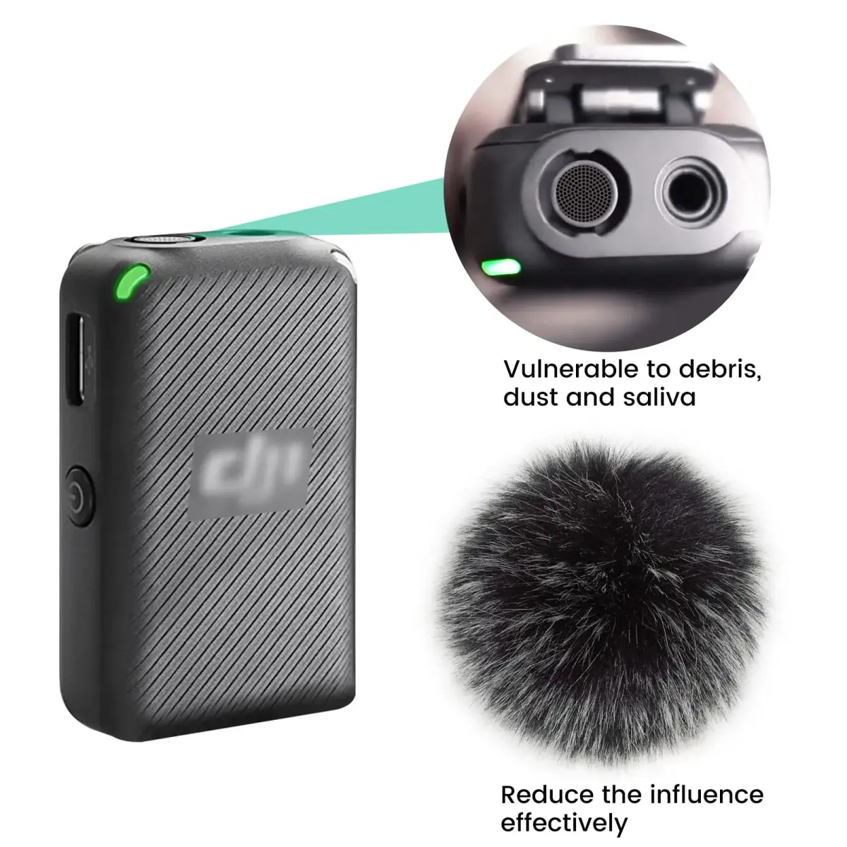 YEAOI 2-Pack Furry Windscreen Wind Muff for DJI Mic Lavalier Microphone | Reduces Wind Noise - view 4