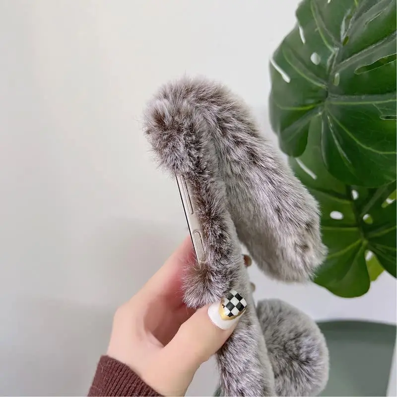 Omio Galaxy Z Flip 4 Faux Fur Plush Case | Pink Leopard Fluffy Back Cover - view 11
