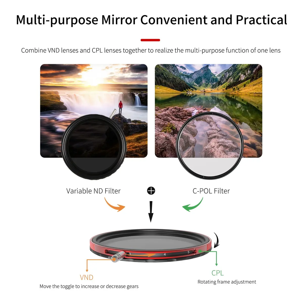 Haida 67mm VND+CPL 2 in 1 Filter ND8-ND128 (3-7 Stops) | Pro II Series Multi-Coating Nano-Coating Polarizer - view 3
