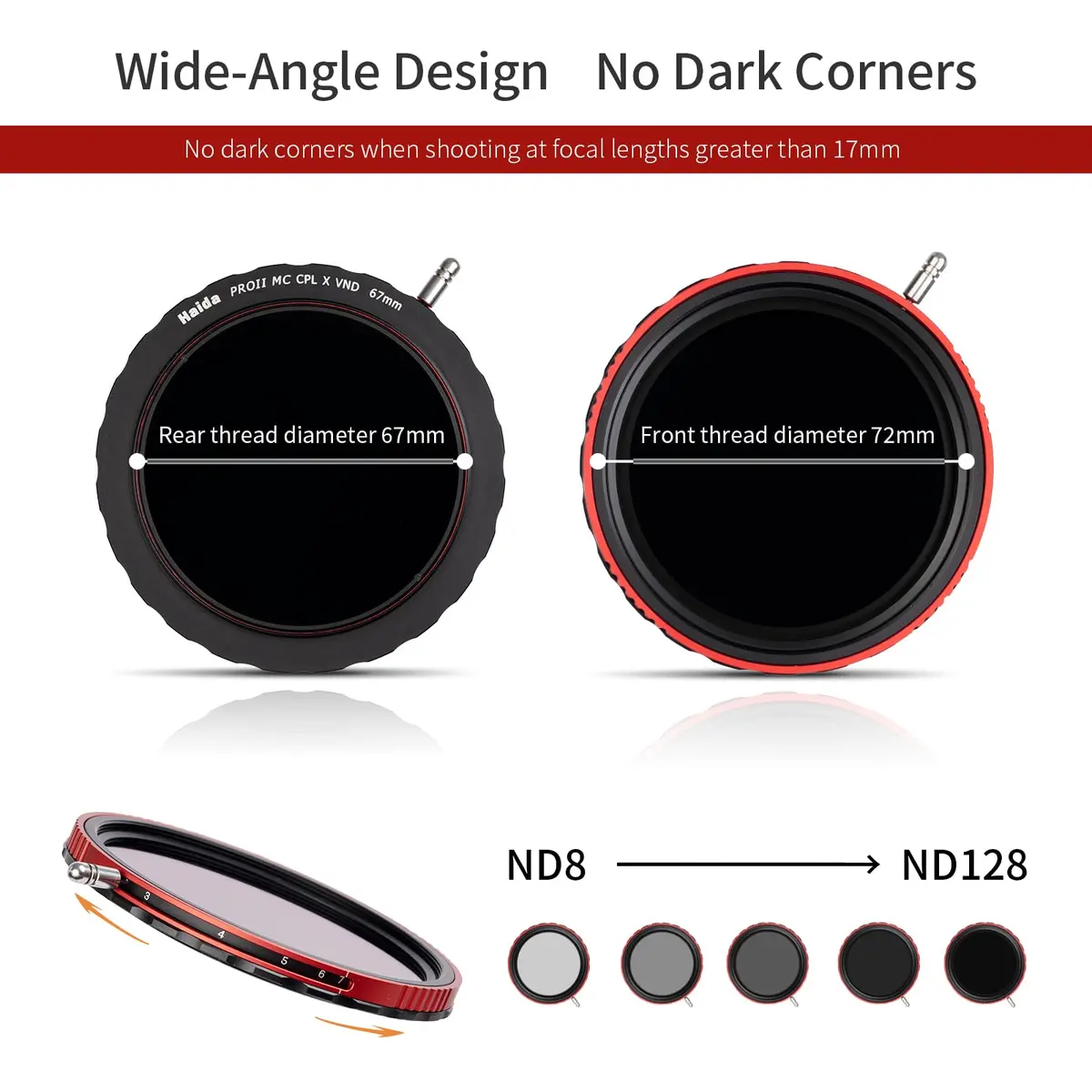 Haida 77mm PRO II CPL-VND 2-in-1 Filter 3-7 Stops | Variable Neutral Density & Circular Polarizer with Multi-Coating - view 5