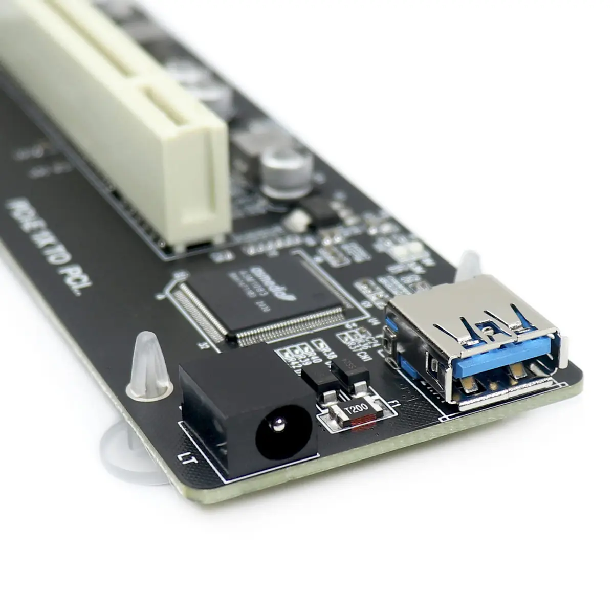 Trotwei Blue PCIe to PCI Adapter Card with USB 3.0 Cable | Converts PCIe x1 to PCI Slot, ASMedia ASM1083 Chip - view 4