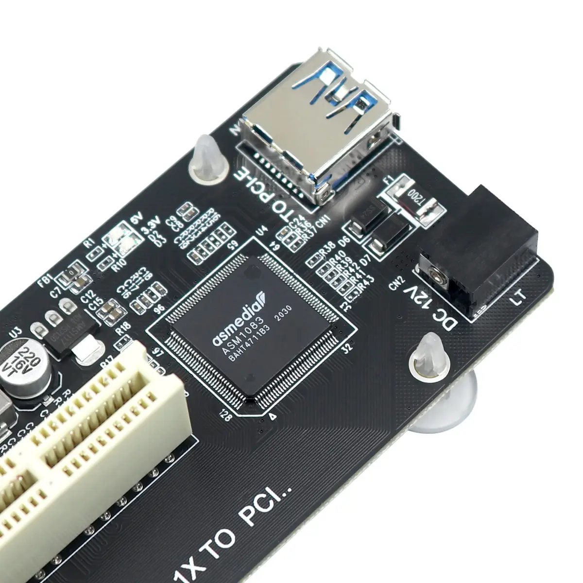 Trotwei Blue PCIe to PCI Adapter Card with USB 3.0 Cable | Converts PCIe x1 to PCI Slot, ASMedia ASM1083 Chip - view 5