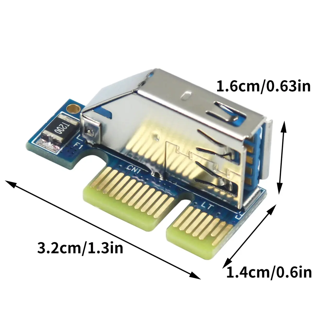 Trotwei Blue PCIe to PCI Adapter Card with USB 3.0 Cable | Converts PCIe x1 to PCI Slot, ASMedia ASM1083 Chip - view 3