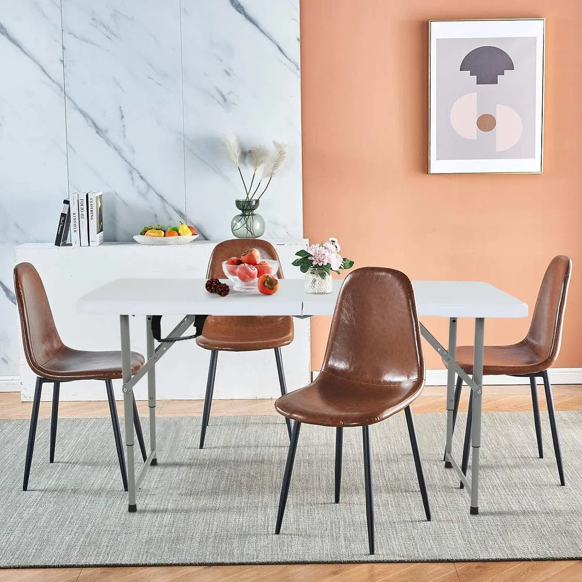 Pazidom 4FT Folding Table, Height Adjustable, Heavy Duty Plastic, 330LBS Capacity | Portable & Fold-in-Half - view 8